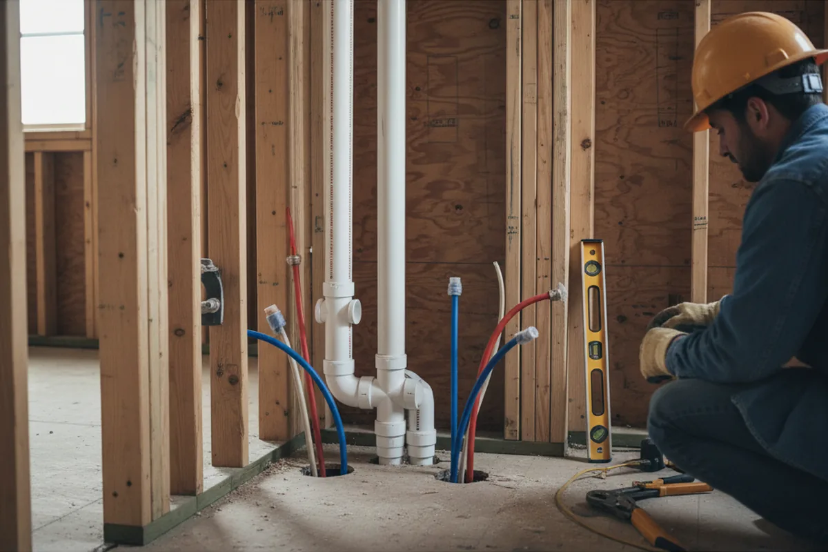 Drain and supply rough-in during Toilet Repair and Installation in Dudley