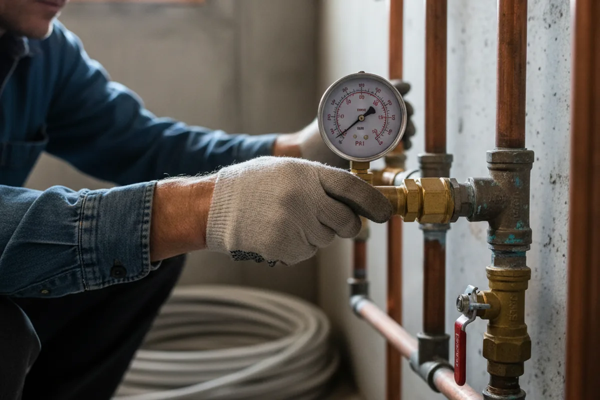 Pressure testing a repaired line during Water Line Repair in Dudley